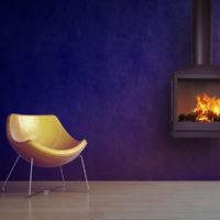 Modern Gold Colored Chair in Empty Room